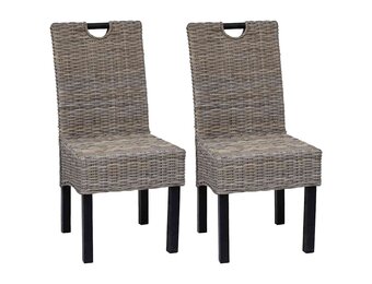 vidaXL Eetkamerstoel Kubu 2 stuks rattan mangohout