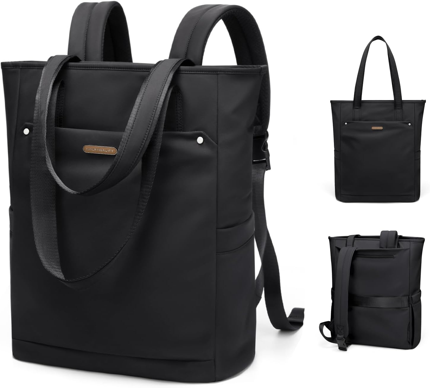 Zwarte "Golf Quality" Laptoptas voor Dames - 16 inch, 2-in-1 Schoudertas & Rugzak, Waterafstotend