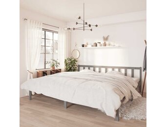 Massief Grenenhouten Bedframe Grijs 200x200 cm - 77% Korting!