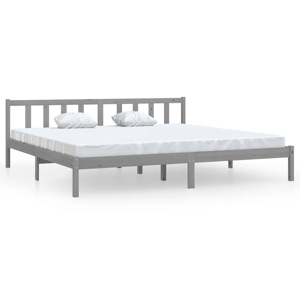 Massief Grenenhouten Bedframe Grijs 200x200 cm - 77% Korting!