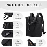 Zwarte "Golf Quality" Laptoptas voor Dames - 16 inch, 2-in-1 Schoudertas & Rugzak, Waterafstotend