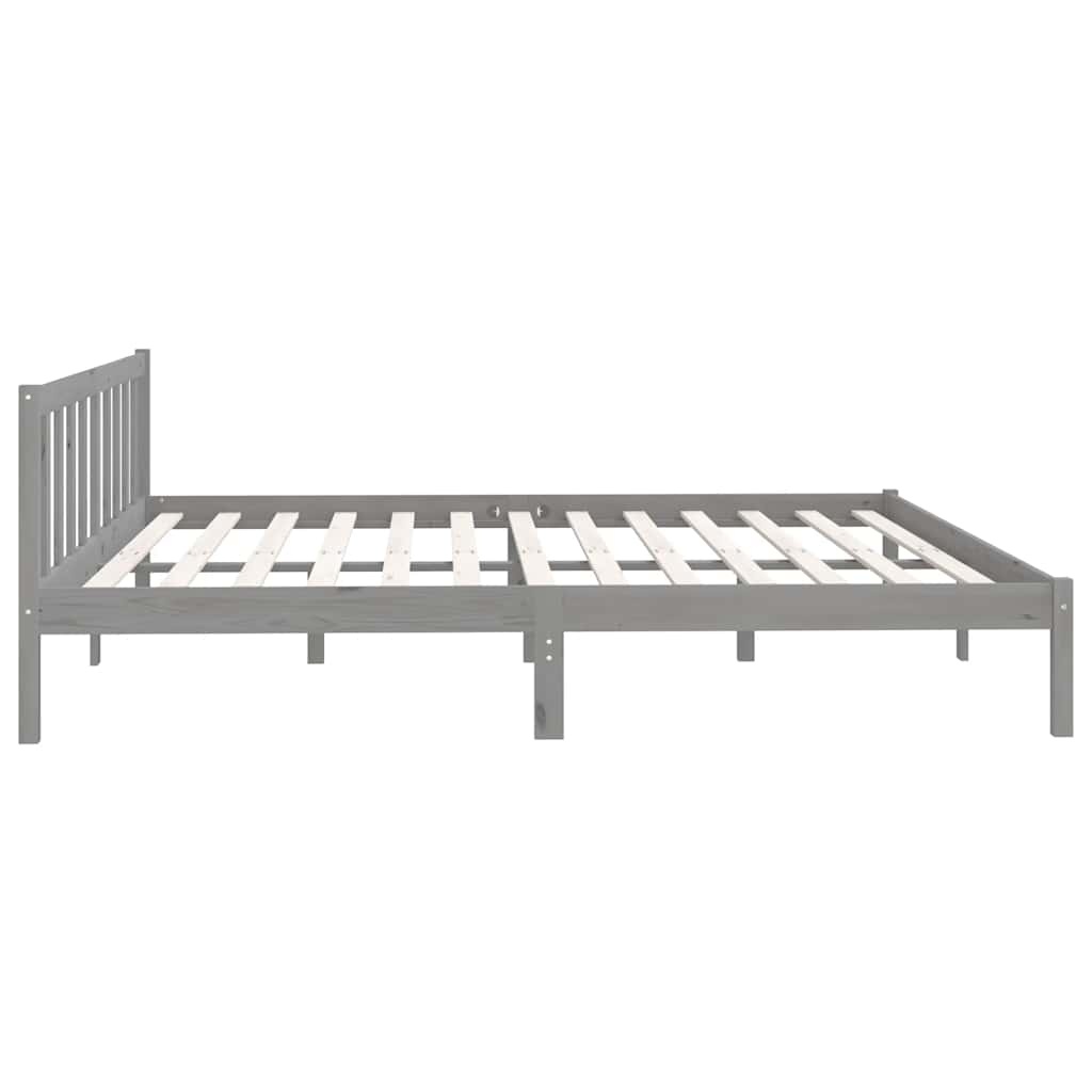 Massief Grenenhouten Bedframe Grijs 200x200 cm - 77% Korting!