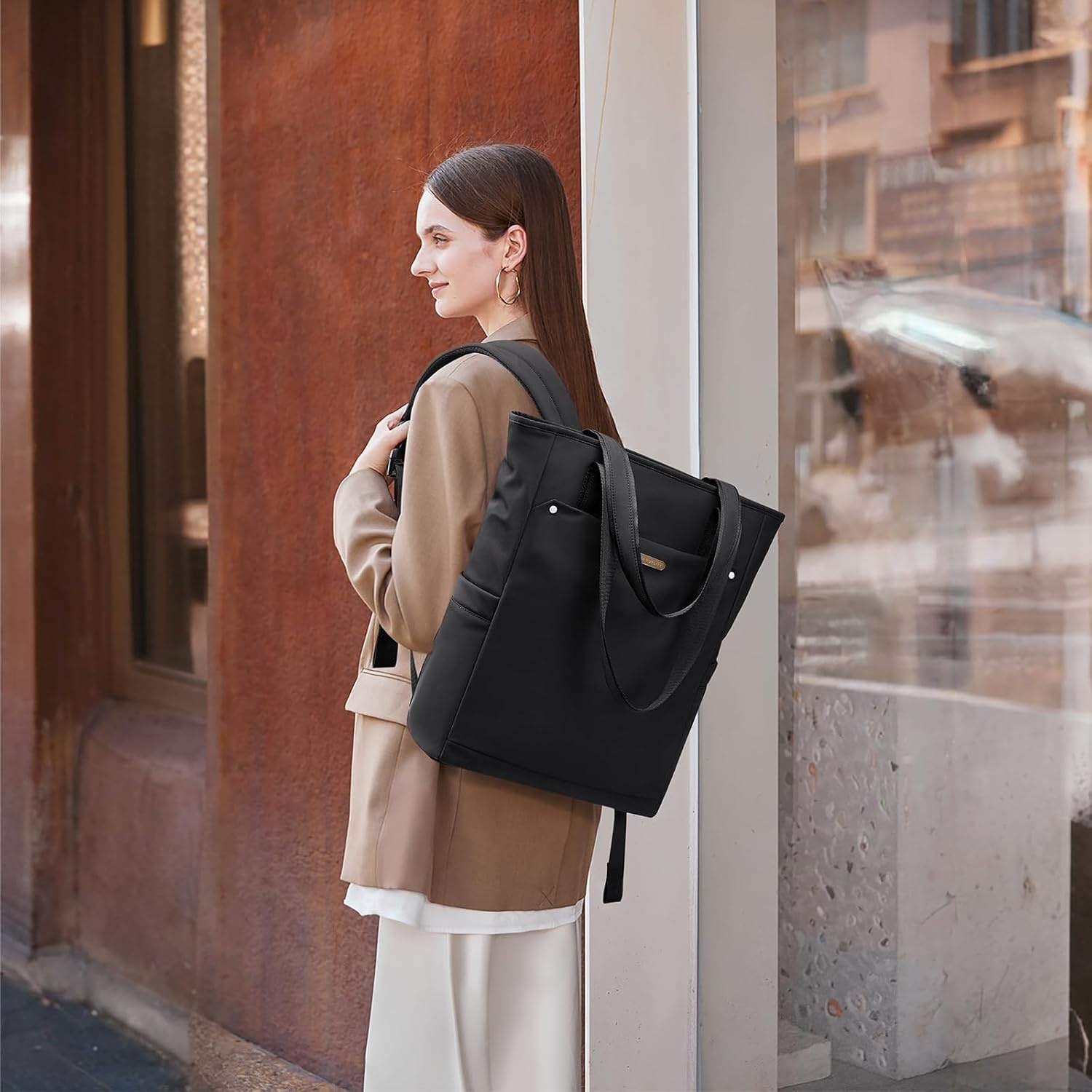 Zwarte "Golf Quality" Laptoptas voor Dames - 16 inch, 2-in-1 Schoudertas & Rugzak, Waterafstotend
