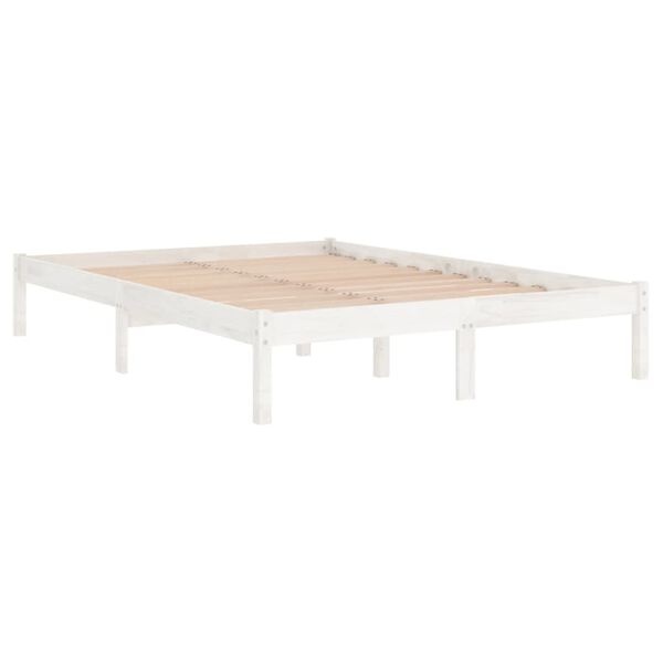 vidaXL Bedframe massief grenenhout wit 200x200 cm