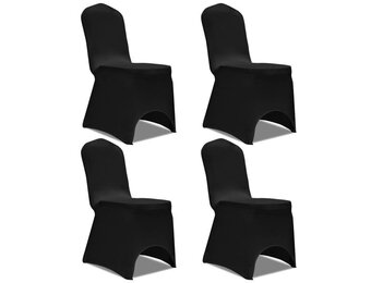 vidaXL Stoelhoes Stretch 4 stuks Zwart - 50% Korting