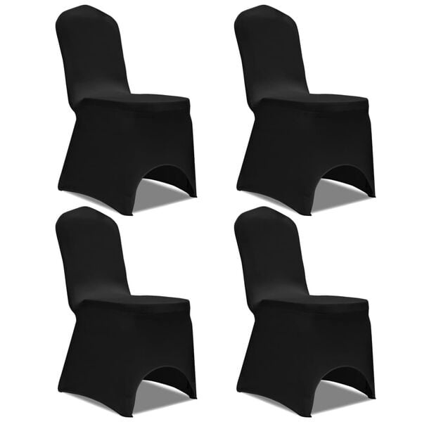 vidaXL Stoelhoes Stretch 4 stuks Zwart - 50% Korting