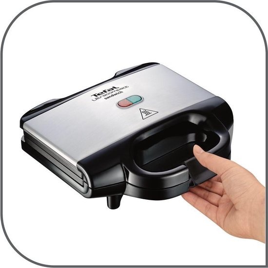 Tosti-apparaat compact 700W met anti-aanbaklaag, schelpvormige platen, veilige vergrendeling, RVS - Alleen voor tosti's