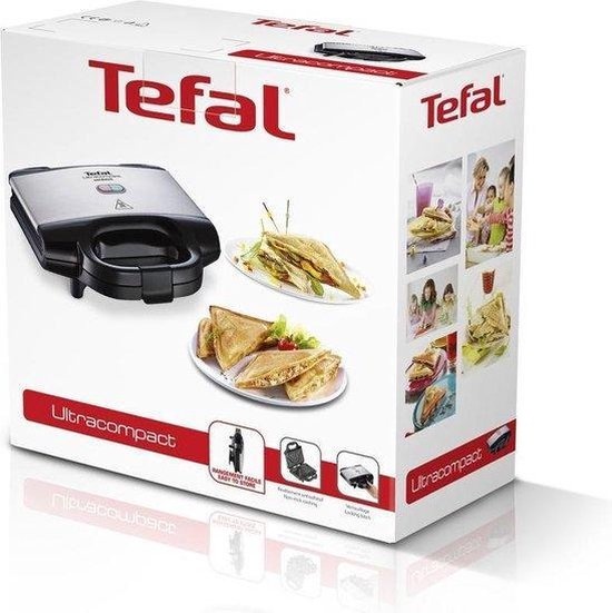 Tosti-apparaat compact 700W met anti-aanbaklaag, schelpvormige platen, veilige vergrendeling, RVS - Alleen voor tosti's