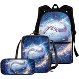 3-delige Schooltassenset Kinderen/Tieners | 16" Basketbal Rugzak met Etui & Lunchtas | 16% Korting