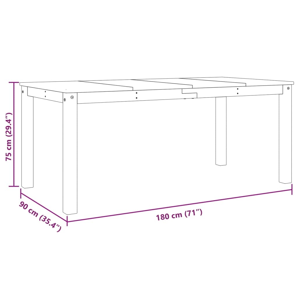 Eettafel Panama Massief Grenenhout 180x90x75 cm - 61% Korting!