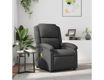 VidaXL Massagestoel Echt Leer Grijs - 35% Korting
