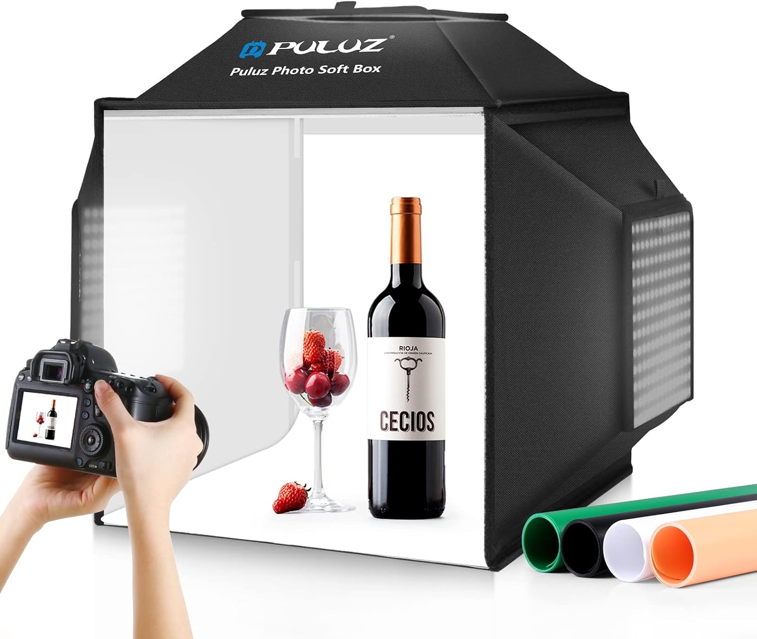 40% Korting: Lichtbox Fotostudio 40cm - 160 LEDs, 12 Achtergronden