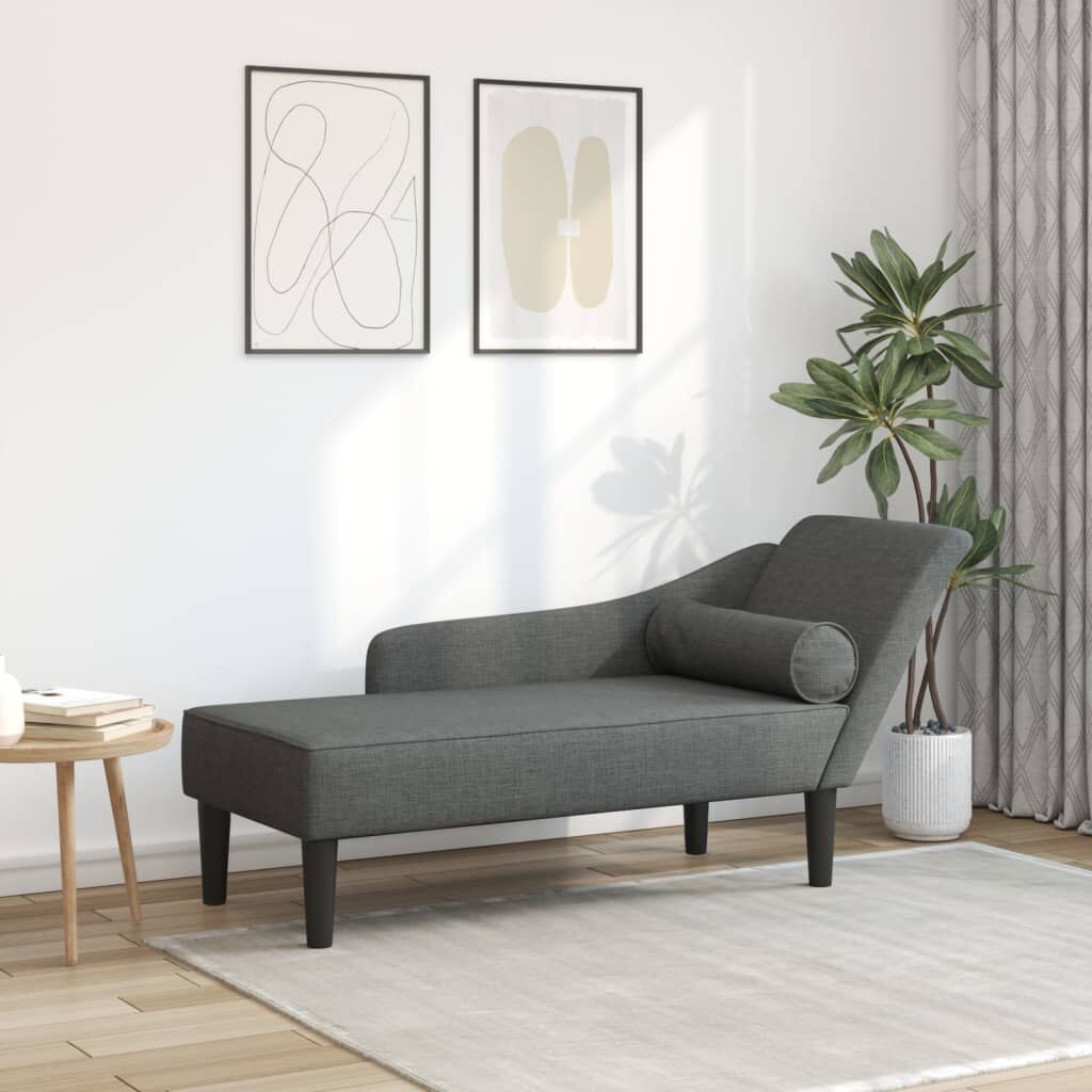 vidaXL Chaise longue Donkergrijs - 35% Korting