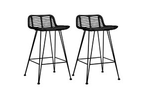 vidaXL Barstoelen 2 st. Rotan Zwart - 65% Korting!