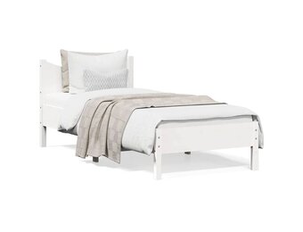 vidaXL Bedframe zonder matras massief grenenhout wit 90x200 cm