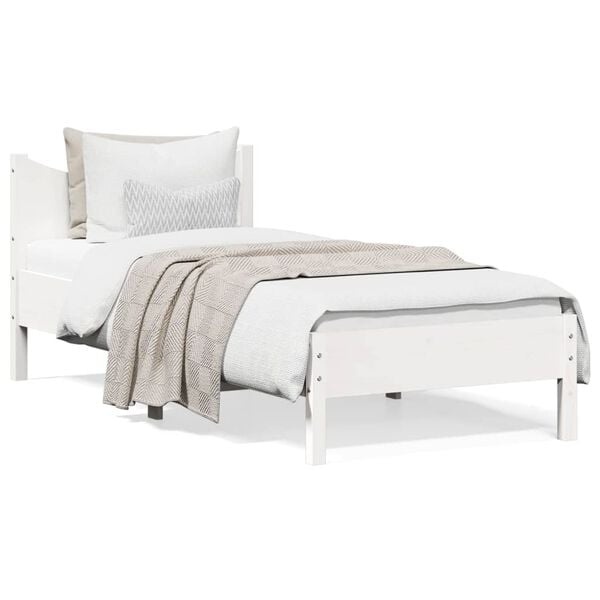 vidaXL Bedframe zonder matras massief grenenhout wit 90x200 cm