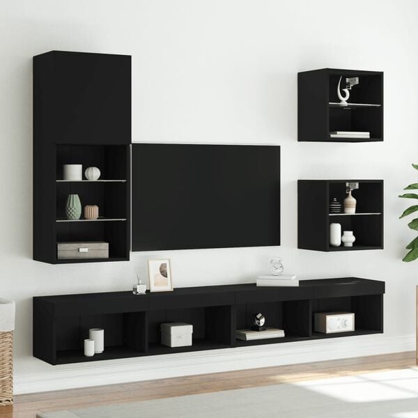 vidaXL Tv-meubel met LED-verlichting 40,5x30x102 cm zwart