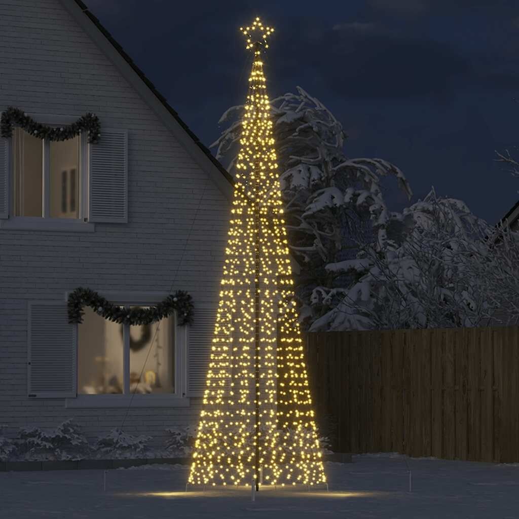 vidaXL LED Kerstboom met Spikes, 1534 Warm Witte LED's, 500 cm - 63% Korting!