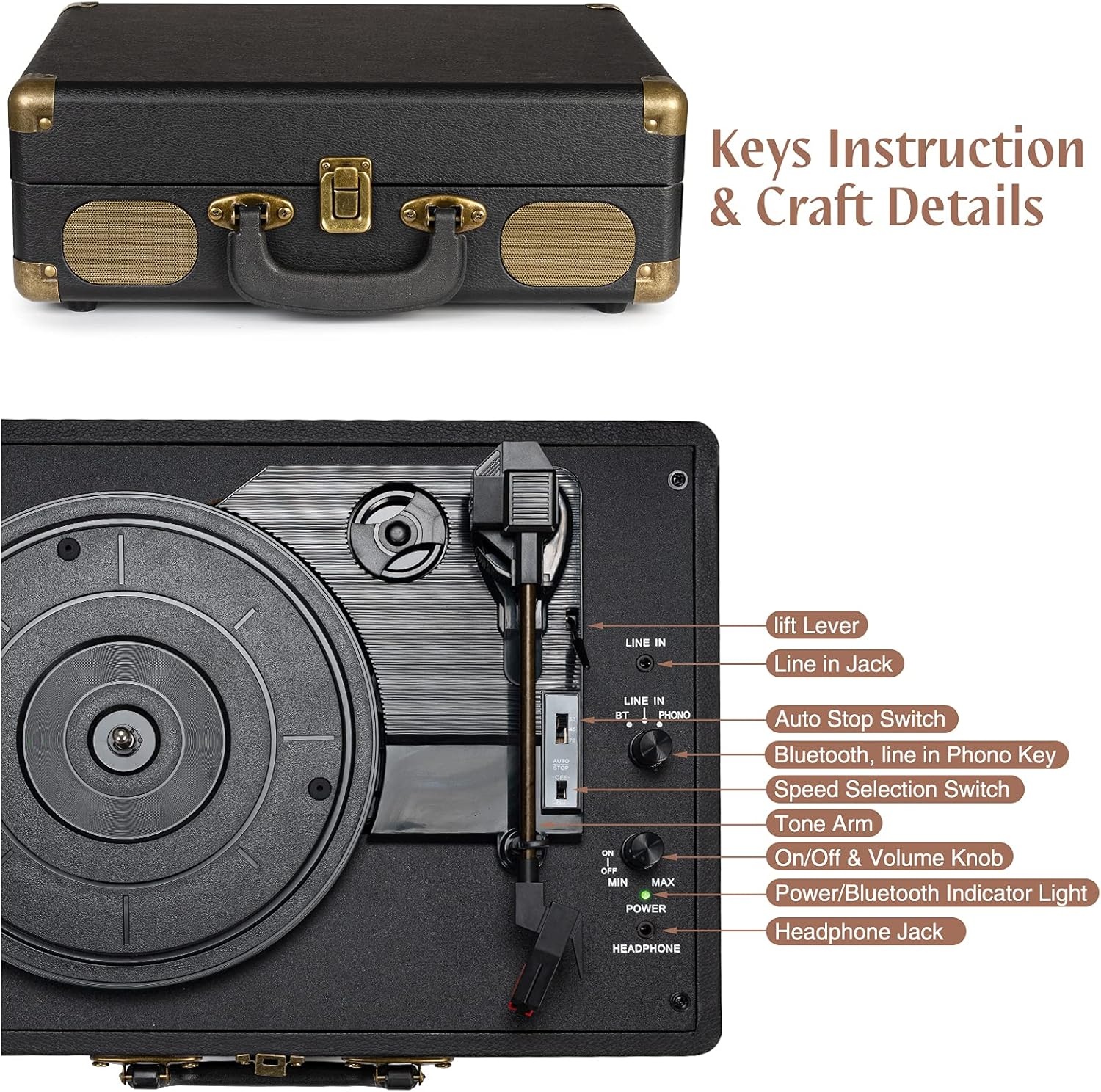 Draagbare Platenspeler - 3 Snelheden & Bluetooth - 36% Korting!