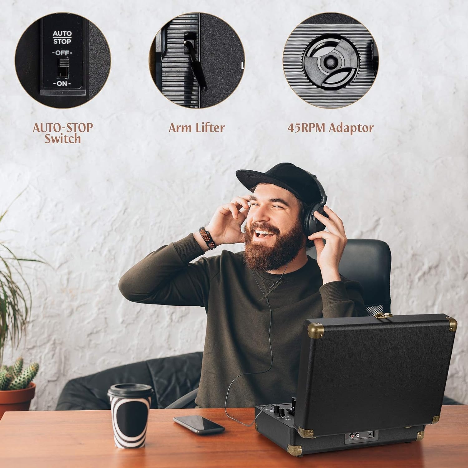 Draagbare Platenspeler - 3 Snelheden & Bluetooth - 36% Korting!
