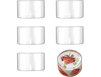 Set van 6 Dessertglazen 190 ml Transparant Borosilicaatglas Rond – Voor desserts, mousse, pudding & snacks