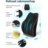 Ergonomisch Lendensteun Kussen Traagschuim Zwart met Antistatische Hoes & Dubbele Verstelbare Banden voor Autostoel, Bureaustoel, Gamestoel
