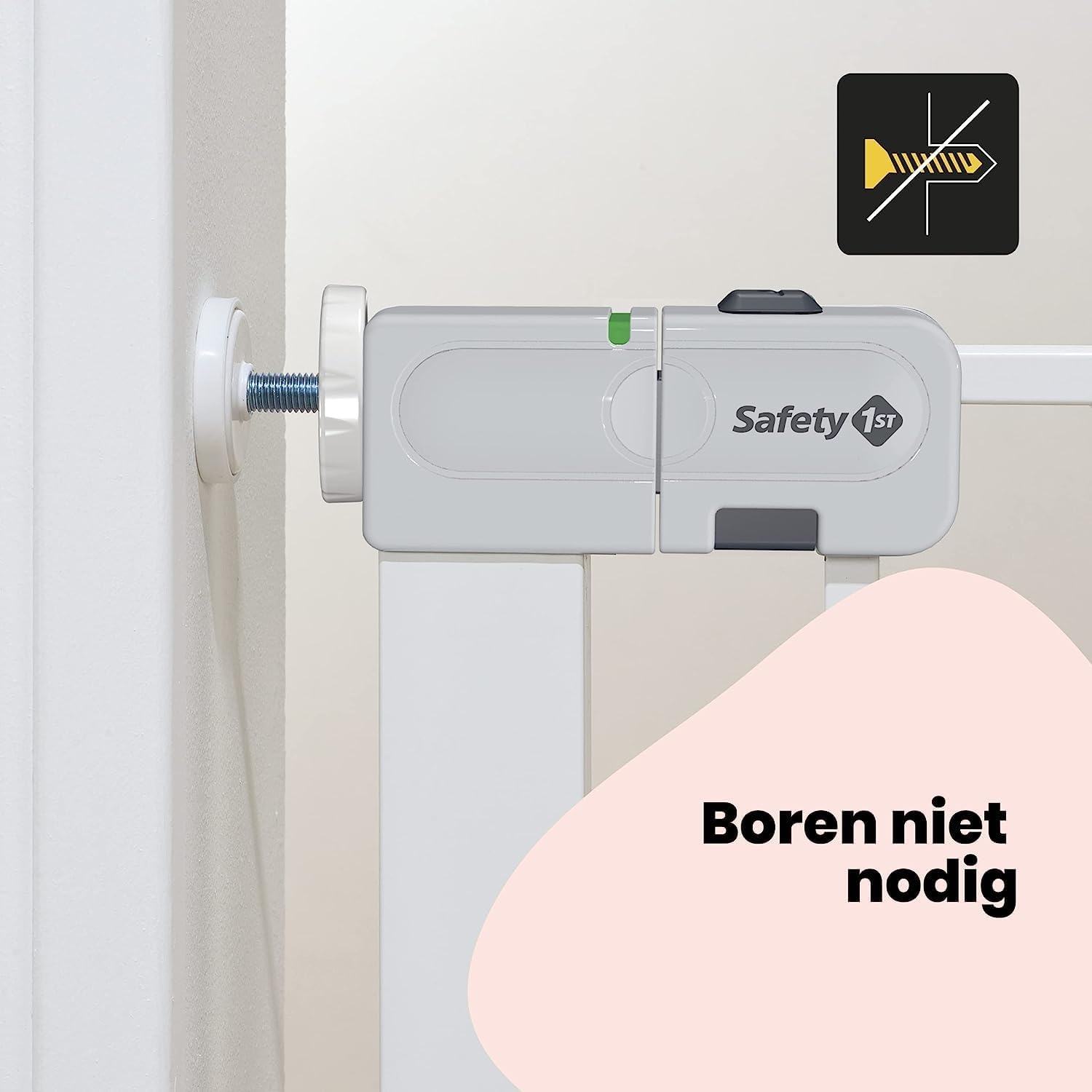 Traphekje baby automatisch sluitend, zonder boren, 73-80 cm breed, uitbreidbaar tot 136 cm, wit