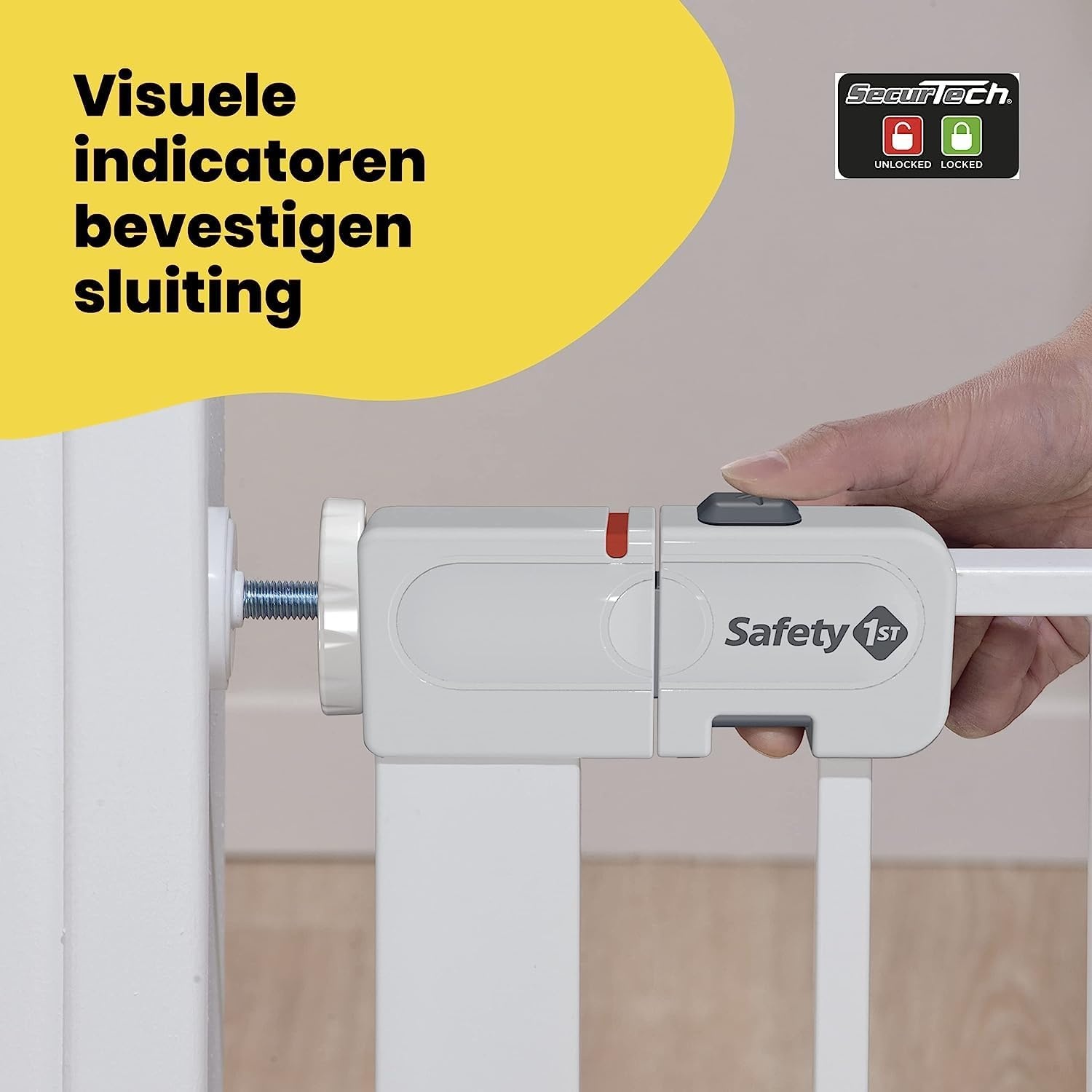Traphekje baby automatisch sluitend, zonder boren, 73-80 cm breed, uitbreidbaar tot 136 cm, wit
