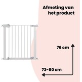 Traphekje baby automatisch sluitend, zonder boren, 73-80 cm breed, uitbreidbaar tot 136 cm, wit
