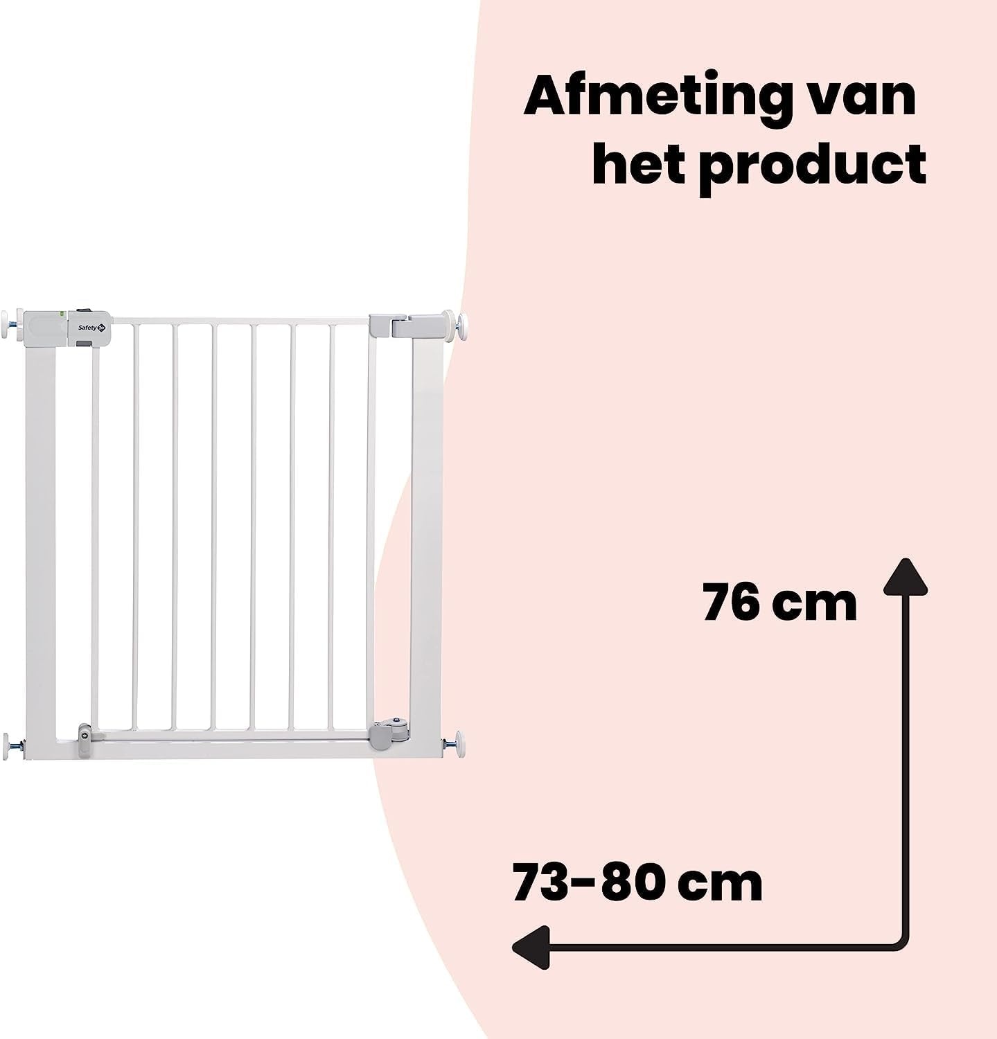 Traphekje baby automatisch sluitend, zonder boren, 73-80 cm breed, uitbreidbaar tot 136 cm, wit