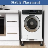 Wasmachine onderstel verstelbaar, 4 poten, roestvrij staal, hoogte 13-16 cm, breedte 45-69 cm, max. 350 kg, trillingsdempend