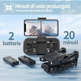 Drone met 2 Camera's 1080P HD WiFi FPV, 3 Snelheden, Koploosmodus, voor Kinderen & Volwassenen