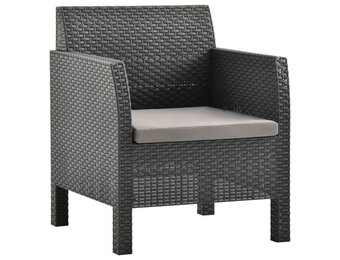 vidaXL Tuinstoel met kussen PP rattan antracietkleurig