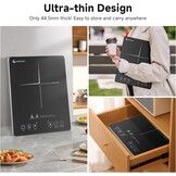 Inductiekookplaat, AMZCHEF enkele inductiekookplaat met ultradun ontwerp, 20 temperatuurinstellingen en 20 vermogensstanden, 2000W inductiekookplaat 1 plaat, 3-uurs timer, veiligheidsvergrendeling.