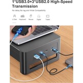 Dubbele Monitorstandaard met 2 Laden, 4 USB-poorten (Gegevensoverdracht), Ergonomische Metalen Bureau-Organizer voor PC & iMac