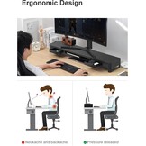 Dubbele Monitorstandaard met 2 Laden, 4 USB-poorten (Gegevensoverdracht), Ergonomische Metalen Bureau-Organizer voor PC & iMac