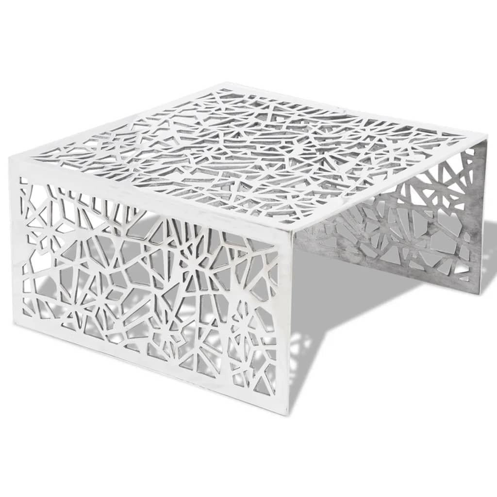 vidaXL Salontafel opengewerkt ontwerp aluminium zilverkleurig