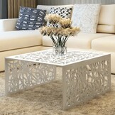 Zilverkleurige Aluminium Salontafel - Opengewerkt Design (58% Korting)