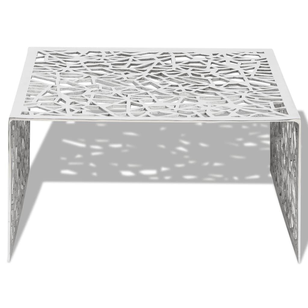 vidaXL Salontafel opengewerkt ontwerp aluminium zilverkleurig