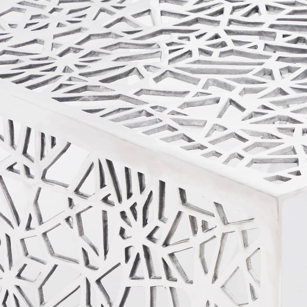 vidaXL Salontafel opengewerkt ontwerp aluminium zilverkleurig