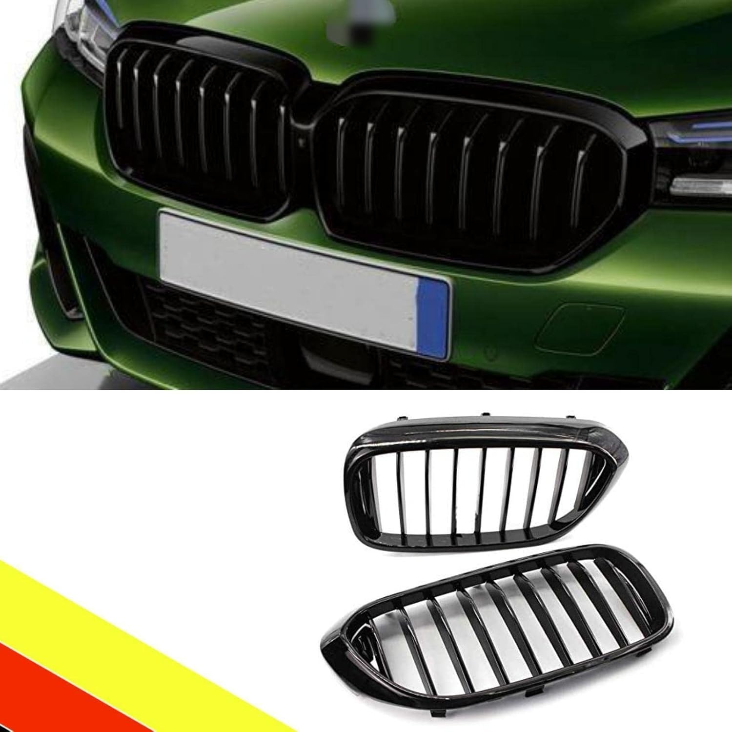 Niergrille set Glanzend Zwart Enkele Brug ABS voor BMW 5 Serie G30 G31 (2017-2021)