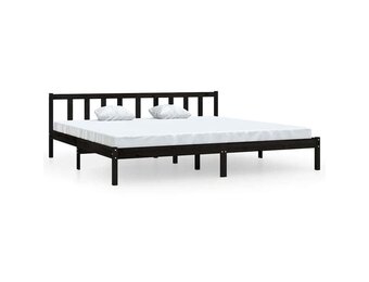 vidaXL Bedframe massief grenenhout zwart 200x200 cm