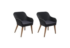 VidaXL Tuinstoelen 2x met Kussens - Poly Rattan Zwart - 41% Korting