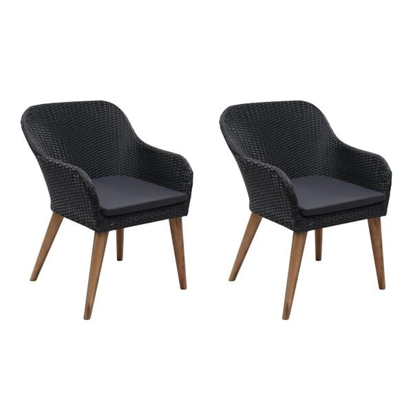 vidaXL Tuinstoelen 2 st. Poly Rattan Zwart (35% Korting)