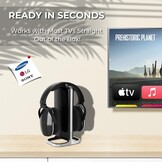 Draadloze TV Koptelefoon Over-Ear met Oplaadstation, RF Zendstation 2.4GHz & Bluetooth 5.3 - Comfortabel voor Senioren, Individueel Volume, Zwart/Zilv