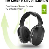 Draadloze TV Koptelefoon Over-Ear met Oplaadstation, RF Zendstation 2.4GHz & Bluetooth 5.3 - Comfortabel voor Senioren, Individueel Volume, Zwart/Zilv