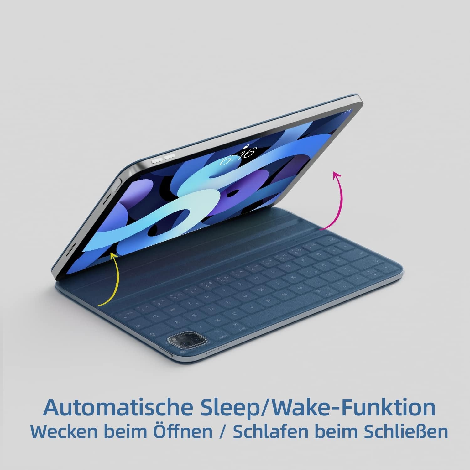 HOU iPad Air 5 & Pro 11" Blauw Toetsenbord Hoes met Magnetische Oplading