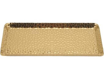 Serveerdienblad gehamerd RVS goudkleurig rechthoekig 25x11 cm vaatwasmachinebestendig