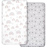 Hoeslakens ledikant 120x60 cm 2 stuks jersey microvezel ademend Oeko-Tex 100 regenboog