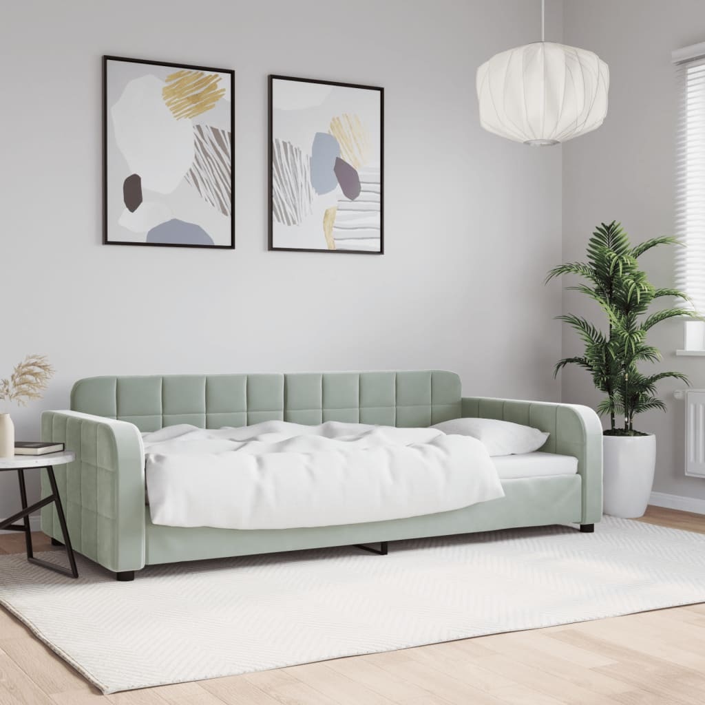 vidaXL Slaapbank 90x200 cm fluweel lichtgrijs